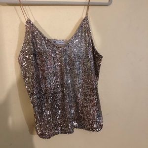 Sequin spaghetti straps top